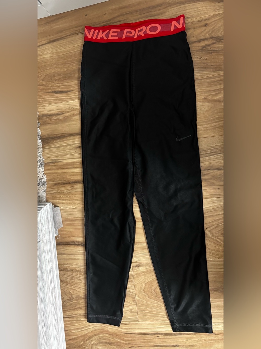 Nike Black and Red Pro Dri-FIT Athletic Leggings